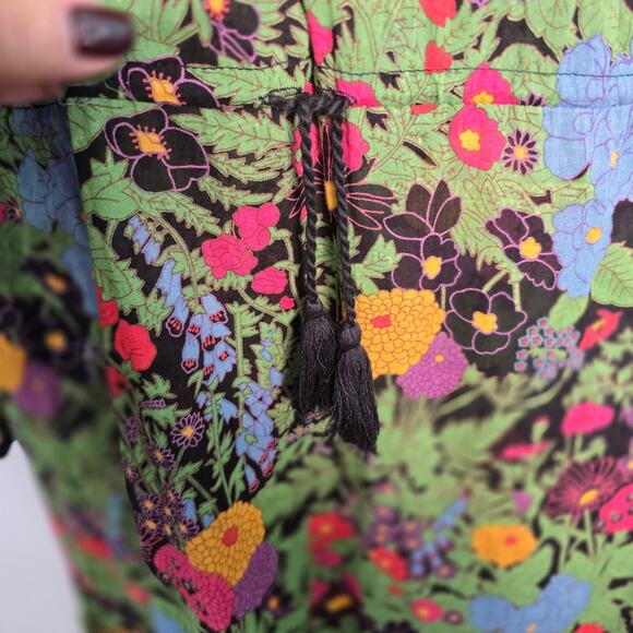 Mille Resort & Travel Dark Floral Boho Cotton Midi Dress XS Made in India - Picture 10 of 10